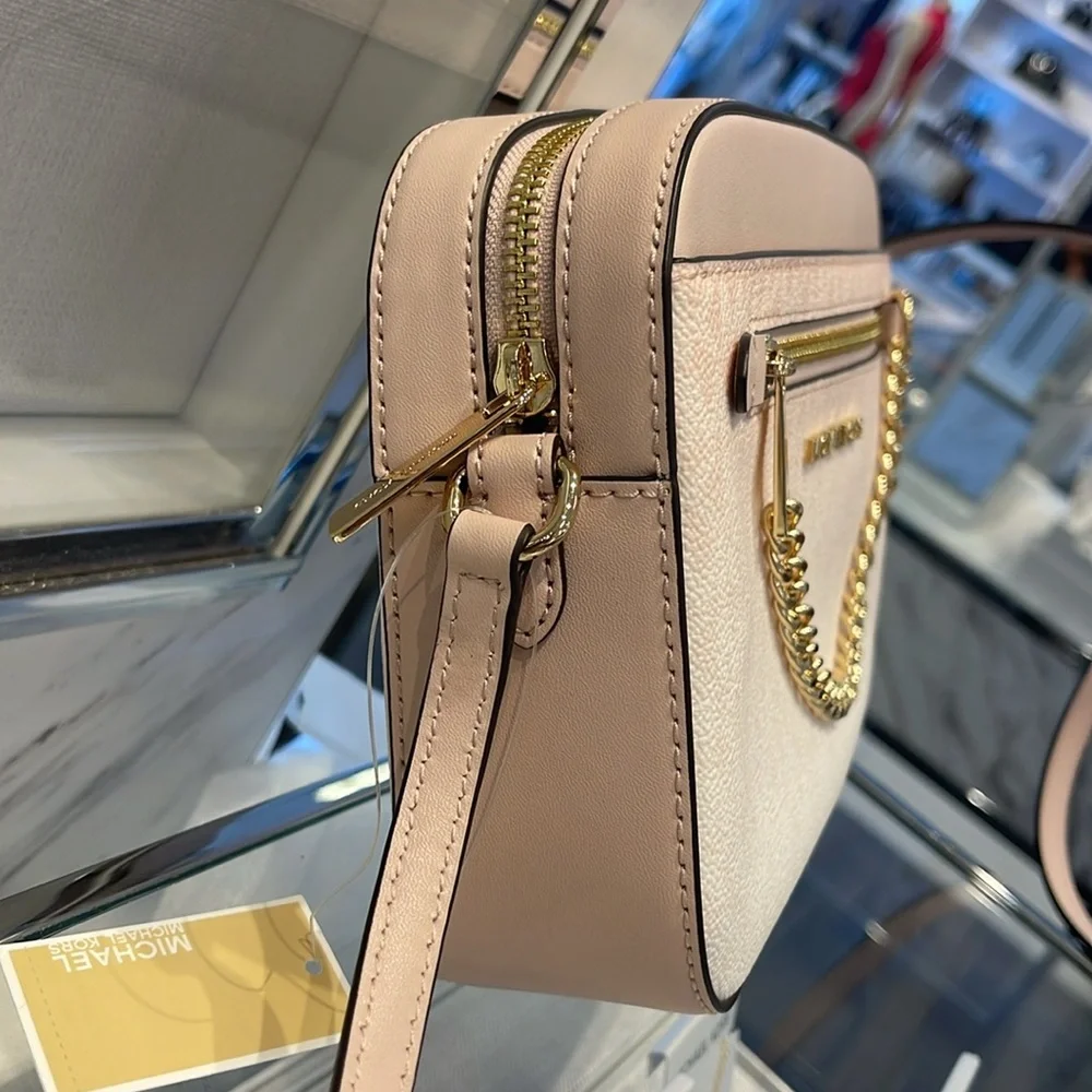 MICHAEL KORS Jet Set Lg Ombré Signature Logo EW Crossbody Bag Powder Blush  NWT